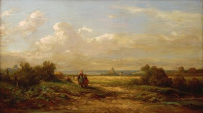 Weite Landschaft mit Wanderern von Carl Spitzweg