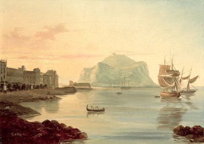 Palermo Hafen mit Monte Pellegrino, 1831 von Carl Wilhelm Goetzloff