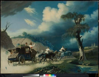 Troika während eines Gewitters, 1830er von Carl von Hampeln