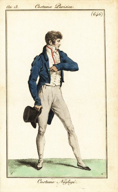 Französischer Dandy in Freizeitkleidung, Paris von Carle (after) Vernet