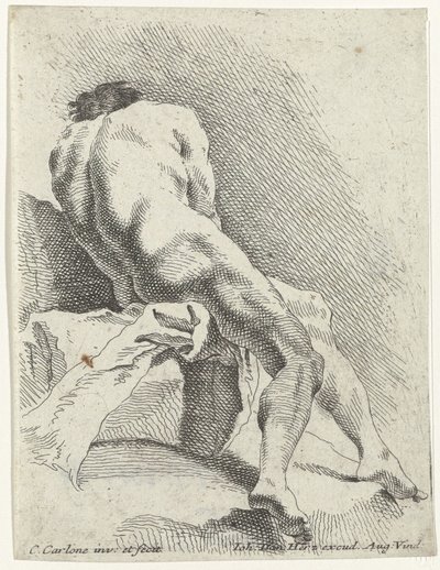 Sitzender männlicher Akt, von hinten gesehen von Carlo Innocenzo Carlone