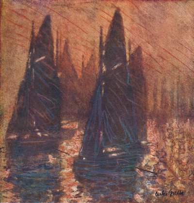 Fischerboote im Nebel, um 1913 von Carlos Grethe