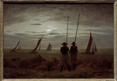 Mondnacht am Strand mit Fischern von Caspar David Friedrich