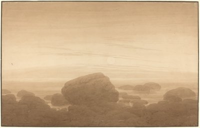 Mondaufgang an einem leeren Ufer von Caspar David Friedrich