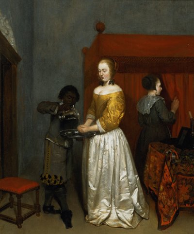 Eine Dame wäscht ihre Hände, 1657 von Caspar Netscher