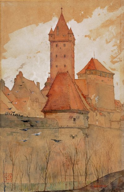 Türme von der Stadtmauer, Nürnberg, 1897 von Cass Gilbert