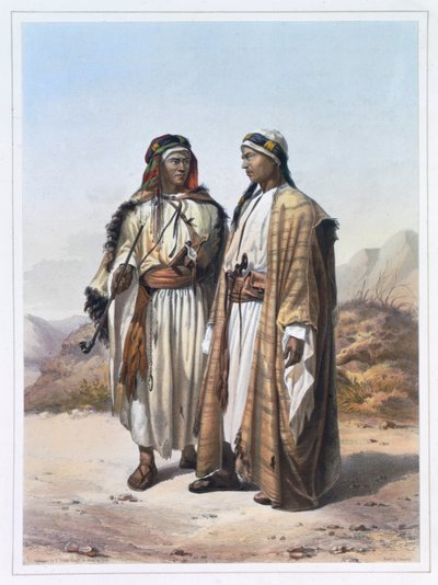 Ein Mahazi und ein Soualeh Beduine, 1848 von Charles Bour