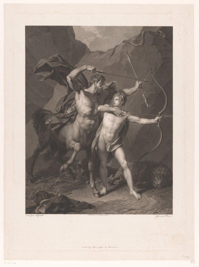 Chiron unterrichtet Achilles im Bogenschießen von Charles Clément Bervic