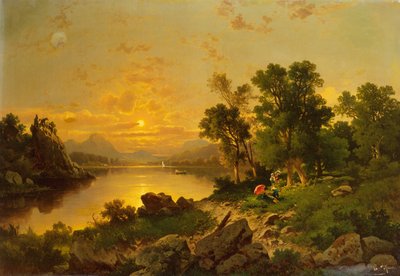 Eine weite Seenlandschaft von Charles Delfauer