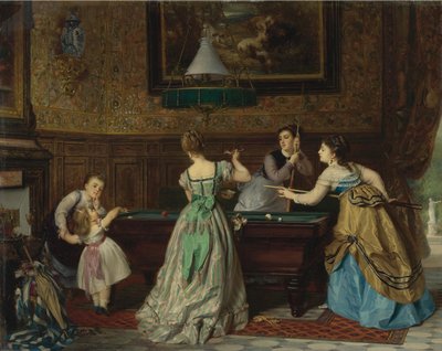 Damen spielen Billard, 1869 von Charles Edouard Boutibonne