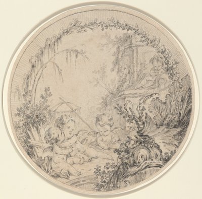 Drei Putti mit einem Fischernetz von Charles Eisen