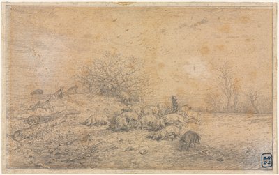 Schweineherde, um 1845 von Charles Emile Jacque
