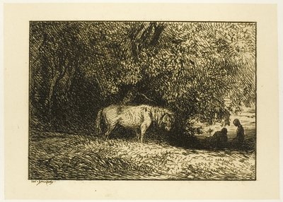 Pferd im Wald von Charles Emile Jacque