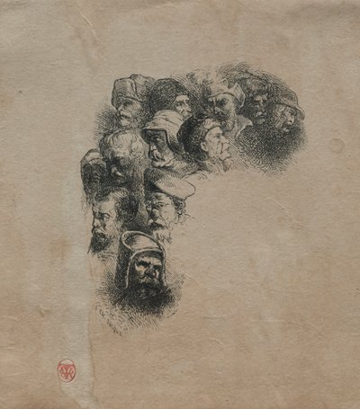 Studie von Köpfen von Charles Emile Jacque