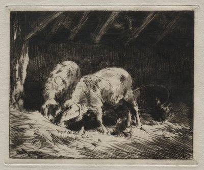 Zwei Schweine von Charles Emile Jacque