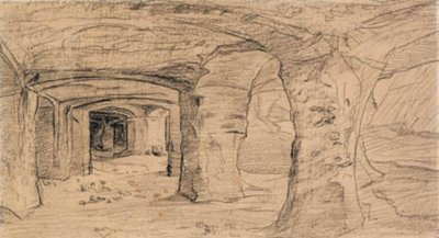 Felsgewölbe im Steinbruch bei Auvers-sur-Oise von Charles Francois Daubigny