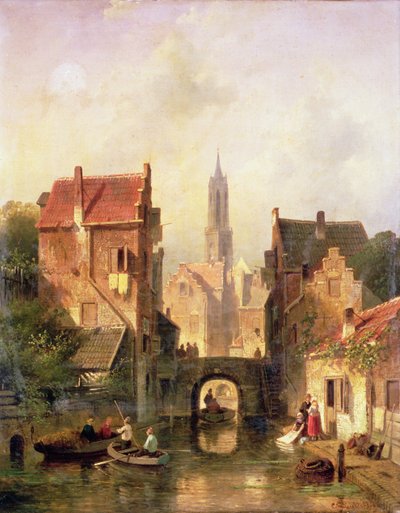 Eine niederländische Kanalszene, 1866 von Charles Henri Joseph Leickert