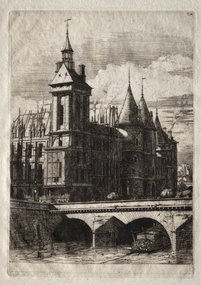 Radierungen von Paris: Der Uhrturm von Charles Meryon