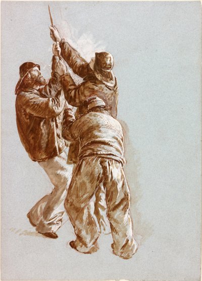 Fischer ziehen ein Seil von Charles Napier Hemy