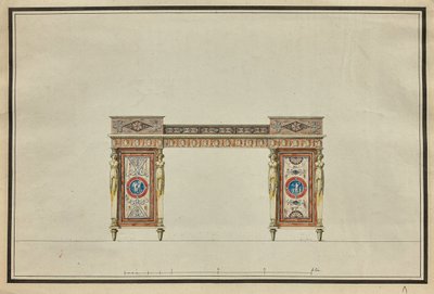 Entwurf eines Schreibtisches von Charles Percier