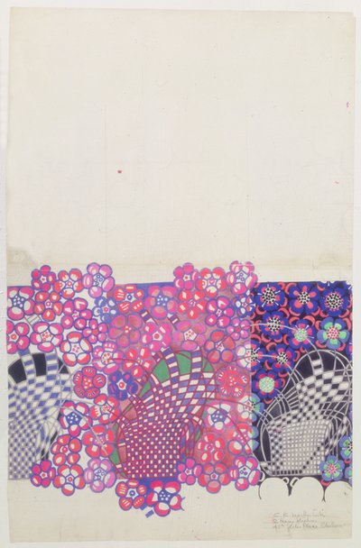 Blaues und rosa Tabakblumendesign von Charles Rennie Mackintosh