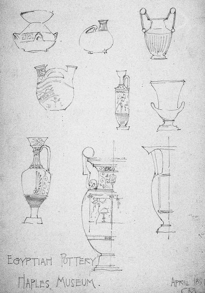 Ägyptische Keramik, Neapel Museum, 1891 von Charles Rennie Mackintosh