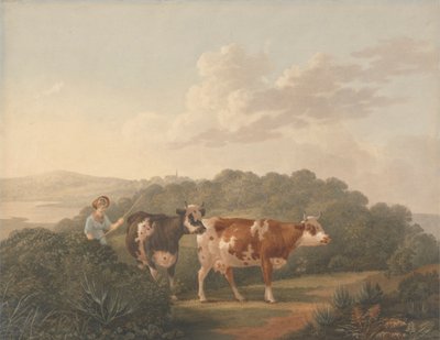 Frau mit Vieh von Charles Towne