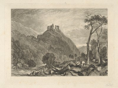 Okehampton Castle, am Fluss Okehampton von Charles Turner