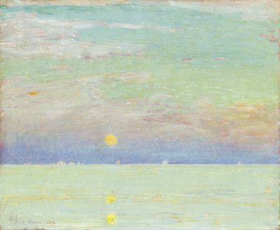 Mondaufgang bei Sonnenuntergang, Cape Ann von Childe Frederick Hassam