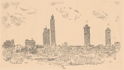New Yorker Skyline, dunkle Gebäude von Childe Hassam