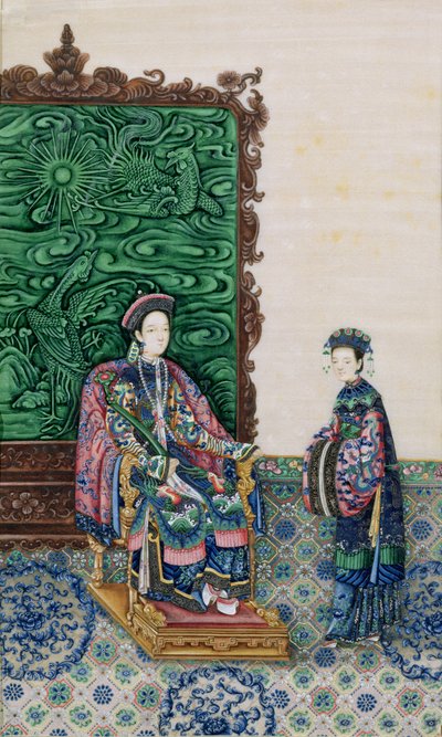 Kaiserin sitzt mit einer Dame von Chinese School