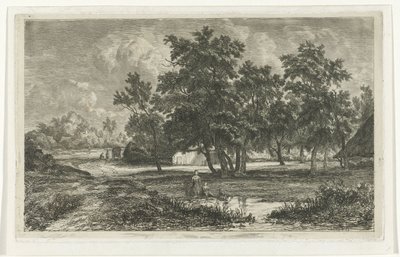Landschaft mit Bauernhof zwischen den Bäumen von Christiaan Immerzeel