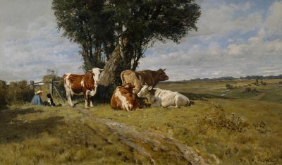 Landschaft mit Kühen von Christian Eriksen Skredsvig