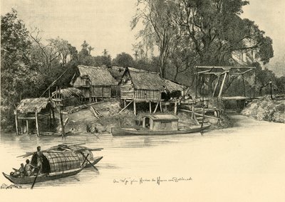Häuser auf Stelzen, Bangkok, Siam, 1898 von Christian Wilhelm Allers