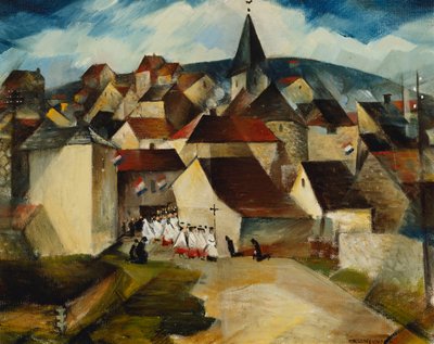Eine Dorffestprozession, Frankreich von Christopher Richard Wynne Nevinson