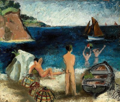 Badende am Meer, Treboul von Christopher Wood