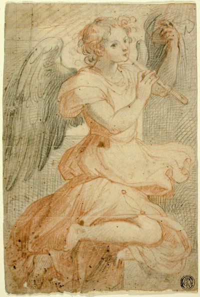 Engel spielt Flöte von Circle of Giuseppe Cesari
