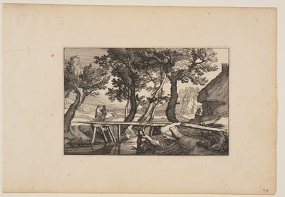 Eine Holzbrücke, aus Landschaften von Claes Jansz. Visscher