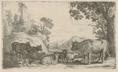 Landschaft mit Vieh von Claes Moeyaert