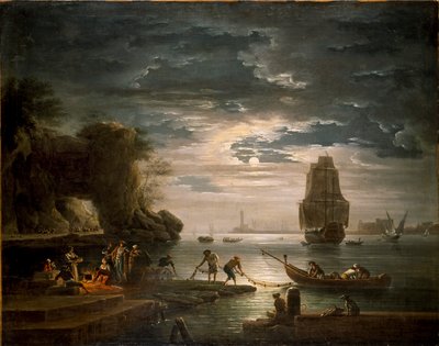 Küstenszene La nuit, 1750er Jahre von Claude Joseph Vernet