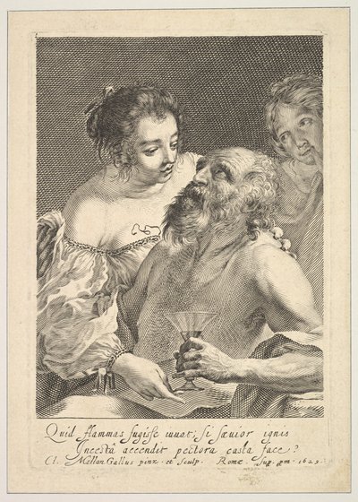 Lot und seine Töchter, 1629 von Claude Mellan