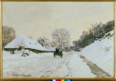 Der Karren. Straße im Schnee in Honfleur von Claude Monet