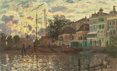 Le Dam in Zaandam, am Abend von Claude Monet