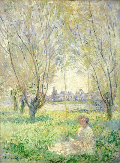 Frau unter den Weiden sitzend von Claude Monet