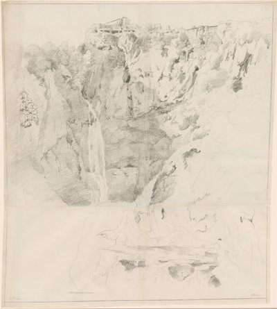 Klippen mit einem Wasserfall in Tivoli von Claude Thienon