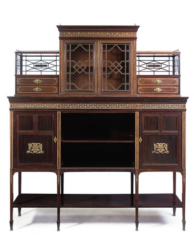 Spätviktorianischer eingelegter Seitenschrank von Collinson and Lock
