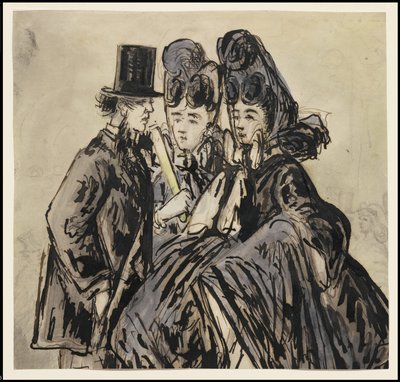 Ein Herr und zwei Damen, 1860er Jahre von Constantin Guys