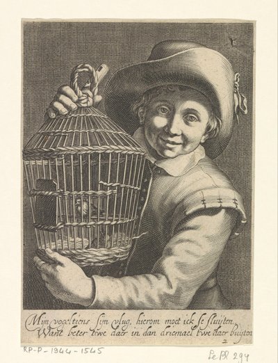 Junge mit Vogelkäfig von Cornelis Bloemaert (II)