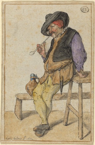 Bauer beim Rauchen von Cornelis Dusart