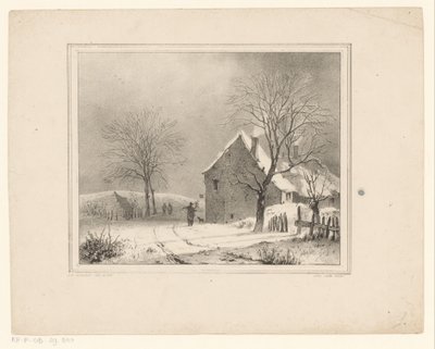 Häuser in Schneelandschaft von Cornelis Gerrit Verburgh